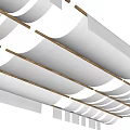 Modern Ceiling Design With White Panels And Wooden Rods 3d model