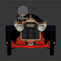 Vintage Red And Blue Convertible Car Model With Gold Accents And Two Seats