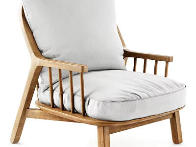 Light Gray Single Sofa With Wooden Frame And Upholstered Seat Backrest 3d model