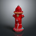 Red Fire Hydrant With Gold Accents Chain Detail And Sturdy Base