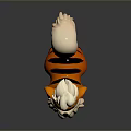 Orange Cartoon Creature Character With White Mane Fluffy Tail And 3D Model Design