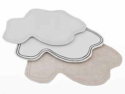 Light Colored Cloud Shaped Rugs With Black Trim Stacked In Stylish Design 3d model