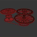 Industrial Metal Gear Mechanism With Multiple Spoked Wheels And Support Structure