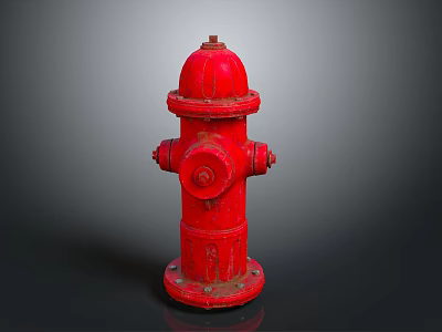 Red Fire Hydrant with Classic Design Isolated on Gray Gradient Background 3d model