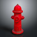 Red Fire Hydrant with Classic Design Isolated on Gray Gradient Background