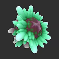Modern 3D Sculpture With Green Leaf Like Petals And Purple Central Core