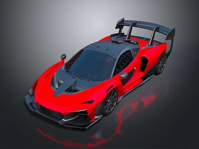Sleek Red Sports Car with Black Roof Rear Wing and Aerodynamic Design 3d model