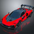 Sleek Red Sports Car with Black Roof Rear Wing and Aerodynamic Design