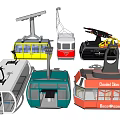 Colorful Cable Cars Gondolas And Chairlift For Outdoor Ski Tours In Bavarian Mountains Recreational Rides