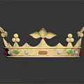Shiny Golden Crown Headwear With Intricate Decorative Design And Colorful Gems