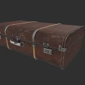 Vintage Brown Leather Suitcase With Metal Buckles And Leather Straps