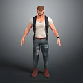 Muscular Man Wearing Brown Cap White Tank Top Denim Jeans And Boots 3d model