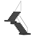Modern Staircase Design With Gray Floating Steps And Glass Railing 3d model