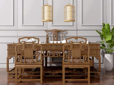 Chinese Style Desk and Chair 3d model