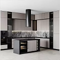 Modern Kitchen Interior Design With Cabinets Island Marble Countertop And Wine Rack