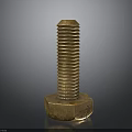 Brass Colored Hexagonal Head Threaded Shaft Metal Bolt Industrial Hardware Component With Reflection
