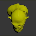 Monkey Head Model With Half White And Red Muscle Anatomy Yellow Eyes