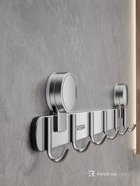 Modern Bathroom Accessories Stainless Steel Wall Mounted Design With Multiple Hooks 3d model 