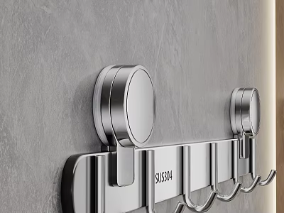Modern Bathroom Accessories Stainless Steel Wall Mounted Design With Multiple Hooks 3d model