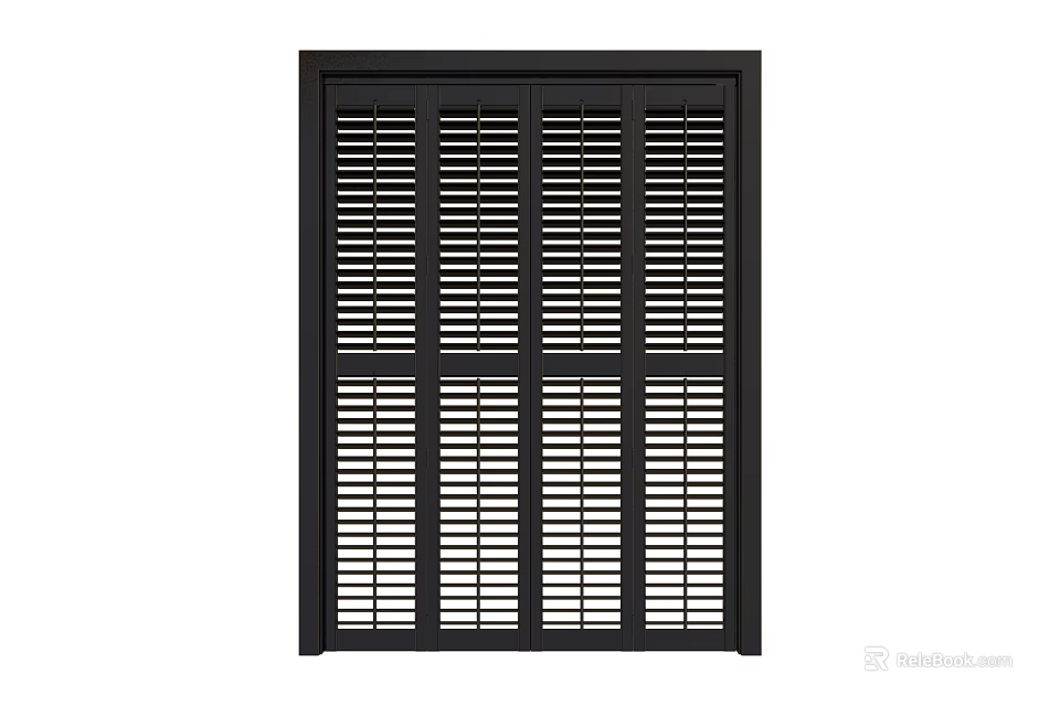 Black Louvered Folding Door with Modern Slatted Design for Interior or Exterior Use 3d model 