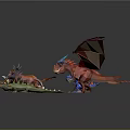 Colorful Character Creature Models With Different Types Of Winged Dinosaurs And Deer Figures