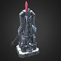 Frosty Ice Tower Architecture With Red Spire Chains And Ice Blocks