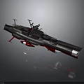 Large Sci Fi Watercraft With Military Style Deck And Red Accents