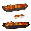 Dark and White Rectangular Ceramic Dishes Filled with Red and Yellow Fruits 3d model
