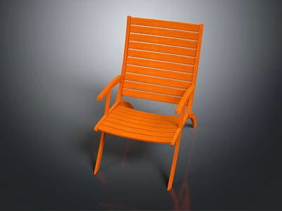 Orange Leisure Chair with Striped Backrest and Armrests for Modern Indoor Outdoor Relaxation 3d model