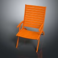 Orange Leisure Chair with Striped Backrest and Armrests for Modern Indoor Outdoor Relaxation