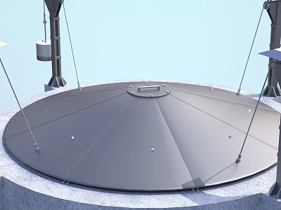 Heavy Duty Industrial Black Circular Platform Cover With Metal Support Structures And Fastening Devices 3d model