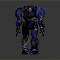 Human Character In Blue Mech Suit With Detailed Armor And Glowing Accents 3d model
