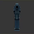 Blue Pistol With Red Wooden Grip And Cartoon Style 3D Model Design