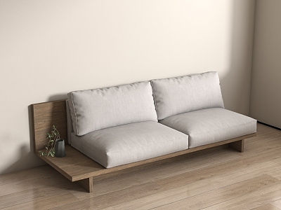 Nordic double sofa wood 3d model