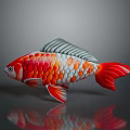 Colorful Koi Fish With Vibrant Red Orange Scales And Reflection