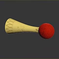 Golden Computer Accessory With Red Sphere And Geometric Patterns On Gray Background 3d model