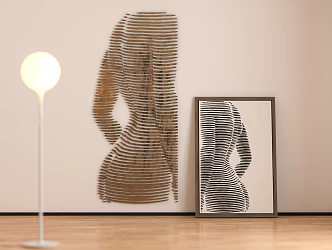 Woman Human Body Art Abstract Painting Art Painting Carving Basket Empty Decorative Painting Wall Painting Figure Painting Creative Floor Lamp 3d model
