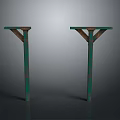 Two Green Rustic Metal Support Brackets With Horizontal Top And Angled Braces 3d model