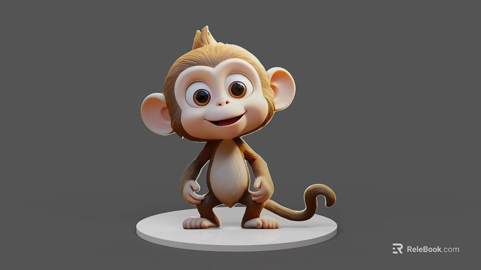 Cute Reptile 3D Model Sculpture With Happy Expression On White Base Stand 3d model