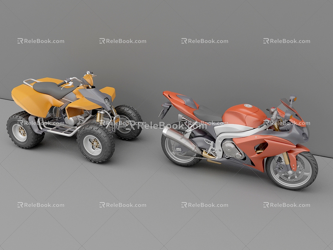 Motorcycle Battery Car Motor Vehicle Quad Motorcycle 3d model