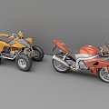 Motorcycle Battery Car Motor Vehicle Quad Motorcycle 3d model