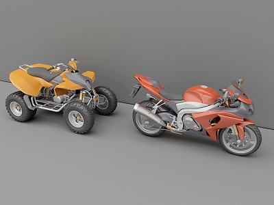 Motorcycle Battery Car Motor Vehicle Quad Motorcycle 3d model