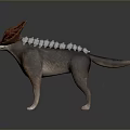 Brown And Red Mythical Creature With Large Ears Spiked Back And Dog Like Body