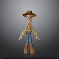 Cartoon Cowboy Character Figurine With Brown Hat Yellow Plaid Shirt Blue Pants And Brown Boots