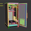 Modern Metal Electronic Equipment Cabinet With Open Door And Internal Shelf