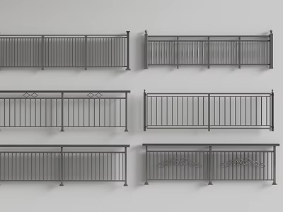 Various Decorative Metal Fence Designs With Ornate Railings And Patterns 3d model