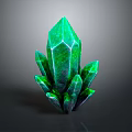 Vibrant Green Crystal With Sharp Facets Multiple Prismatic Tips And Glowing Surface 3d model