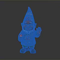 Colorful Gnome With Pointed Hat Patterned Outfit Holding Pizza And Waving Hand