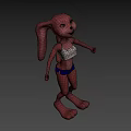 Cartoon Style Game Movie Character With Large Ears White Tank Top And Blue Shorts