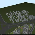 Modern High Rise Residential Towers in Urban Setting With Green Spaces and Roads